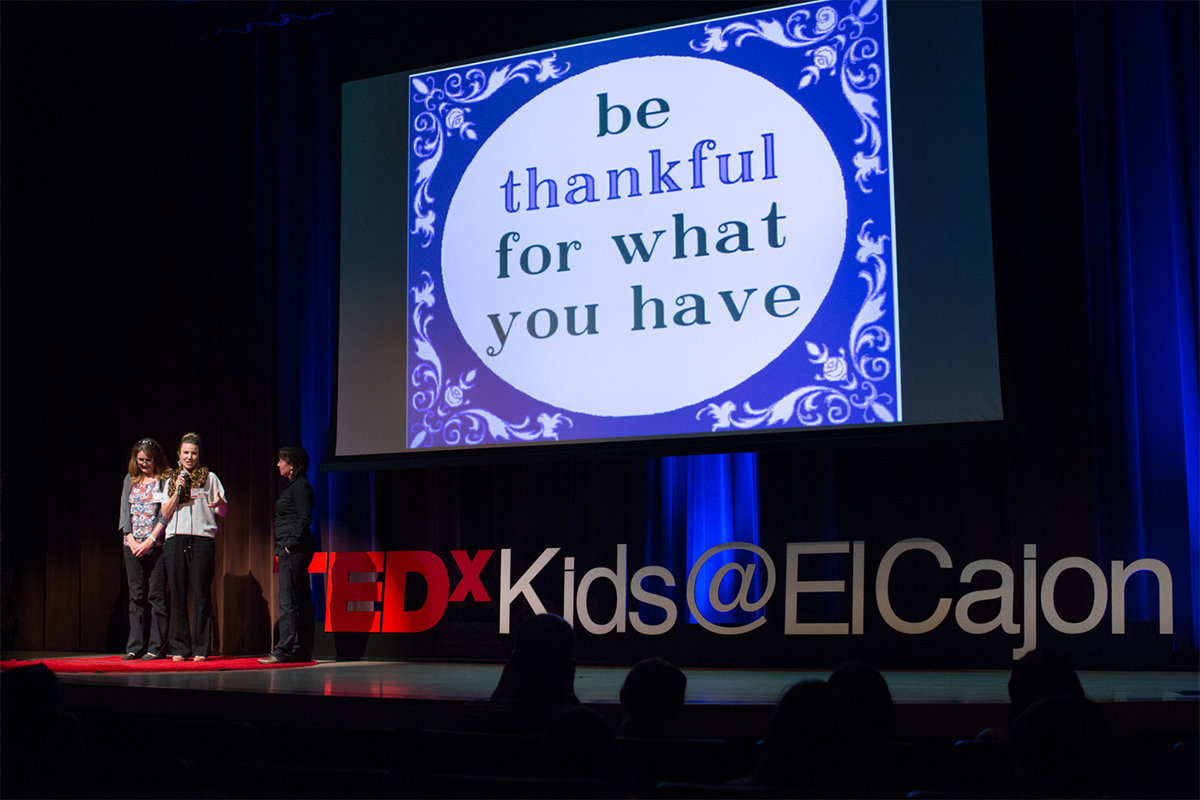 Patricia Stitson on stage at TEDxKidsElCajon