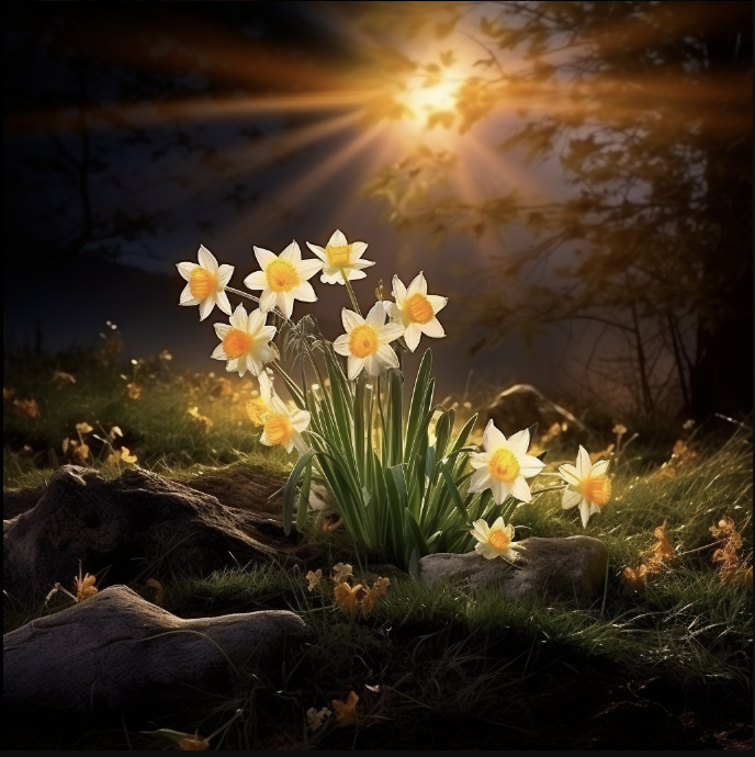 Daffodils in the moonlight