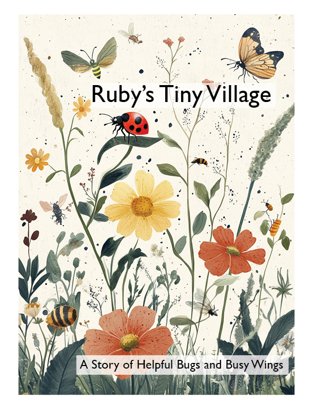 A mock up of the book cover for Ruby's Tiny Village